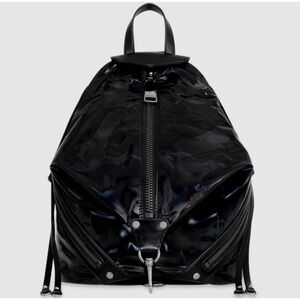 NWT Rebecca Minkoff Nylon Medium Julian Backpack Black Holographic